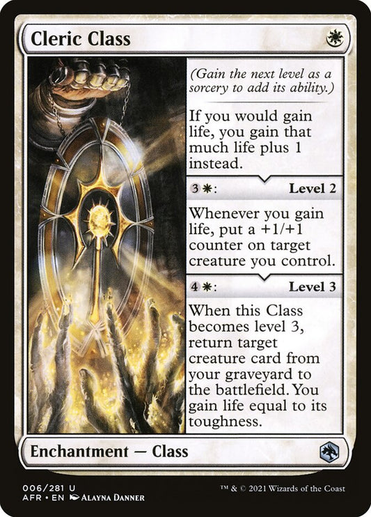 This Is An Image Of The Magic The Gathering Card Cleric Class From The Set Adventures in the Forgotten Realms - Designed By Artist Alayna Danner