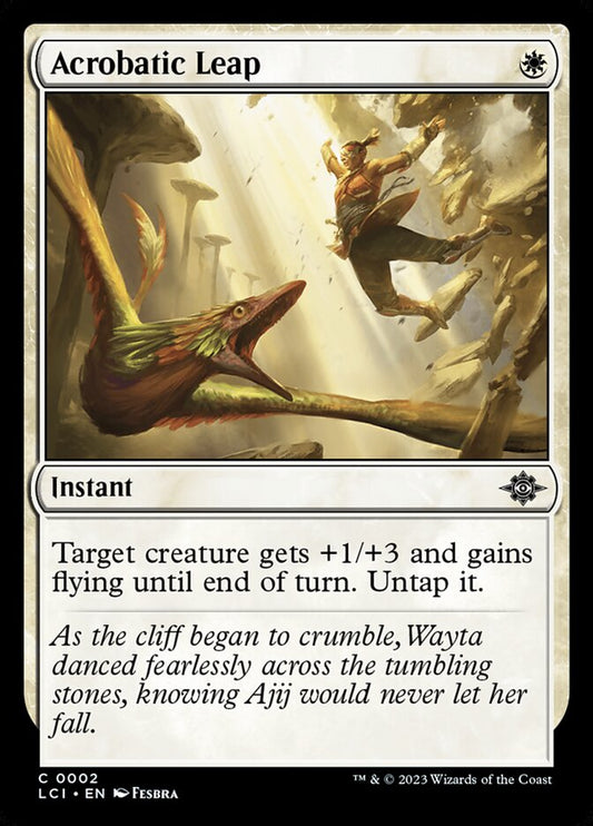 This Is An Image Of The Magic The Gathering Card Acrobatic Leap From The Set The Lost Caverns of Ixalan - Designed By Artist Fesbra