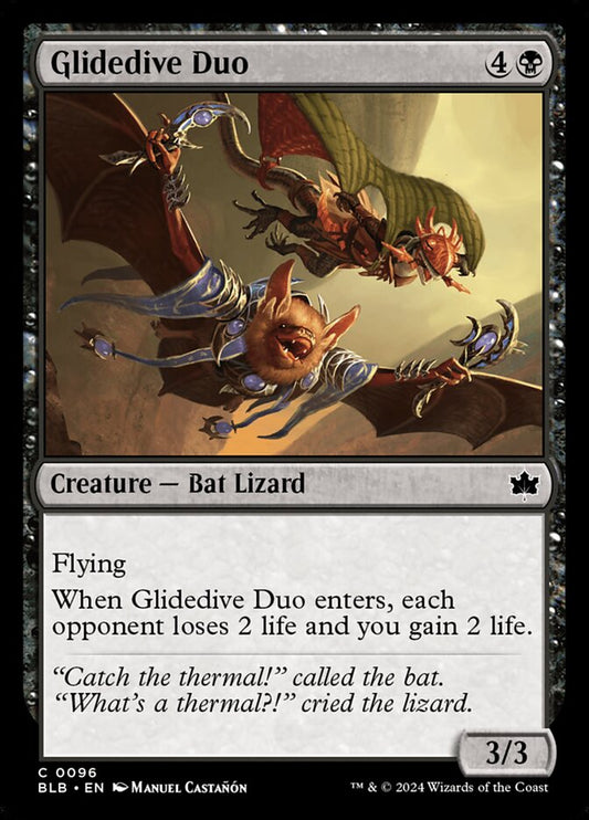 This Is An Image Of The Magic The Gathering Card Glidedive Duo From The Set Bloomburrow - Designed By Artist Manuel Castañón