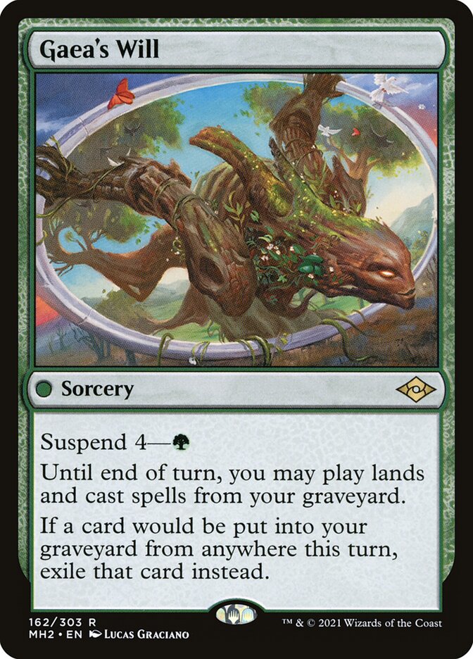 This Is An Image Of The Magic The Gathering Card Gaea's Will From The Set Modern Horizons 2 - Designed By Artist Lucas Graciano