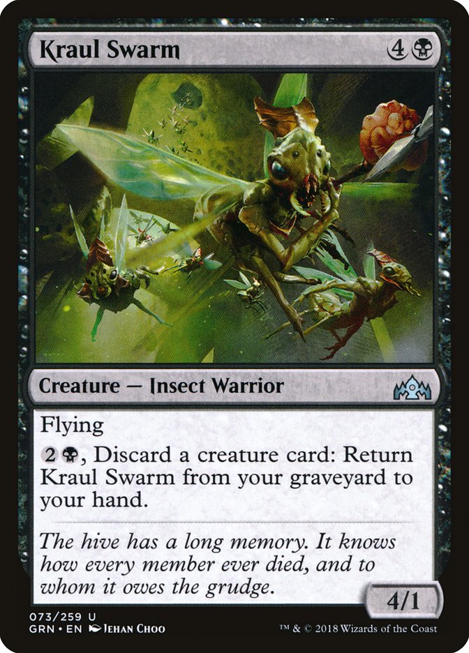 This Is An Image Of The Magic The Gathering Card Kraul Swarm From The Set Guilds of Ravnica - Designed By Artist Jehan Choo