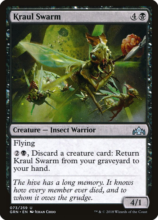 This Is An Image Of The Magic The Gathering Card Kraul Swarm From The Set Guilds of Ravnica - Designed By Artist Jehan Choo