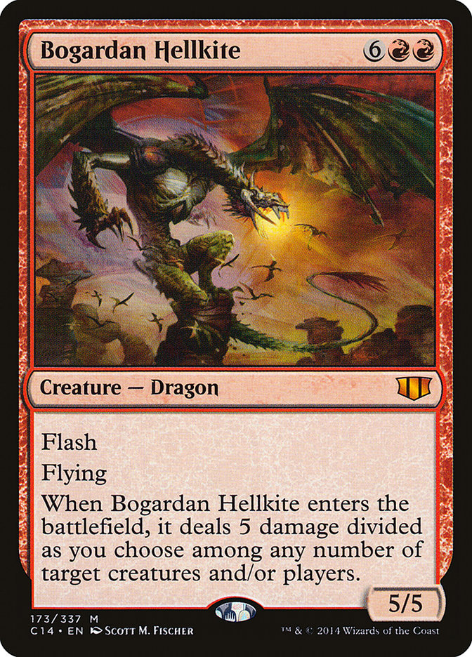 This Is An Image Of The Magic The Gathering Card Bogardan Hellkite From The Set Forgotten Realms Commander - Designed By Artist Scott M. Fischer
