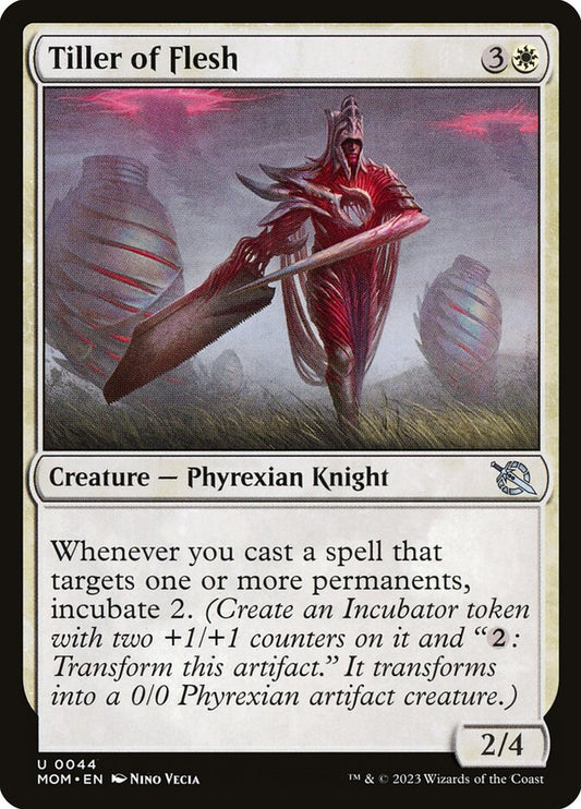 This Is An Image Of The Magic The Gathering Card Tiller of Flesh From The Set March of the Machine - Designed By Artist Nino Vecia