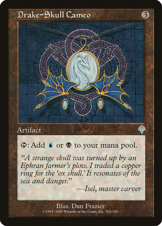 This Is An Image Of The Magic The Gathering Card Drake-Skull Cameo From The Set Invasion - Designed By Artist Dan Frazier