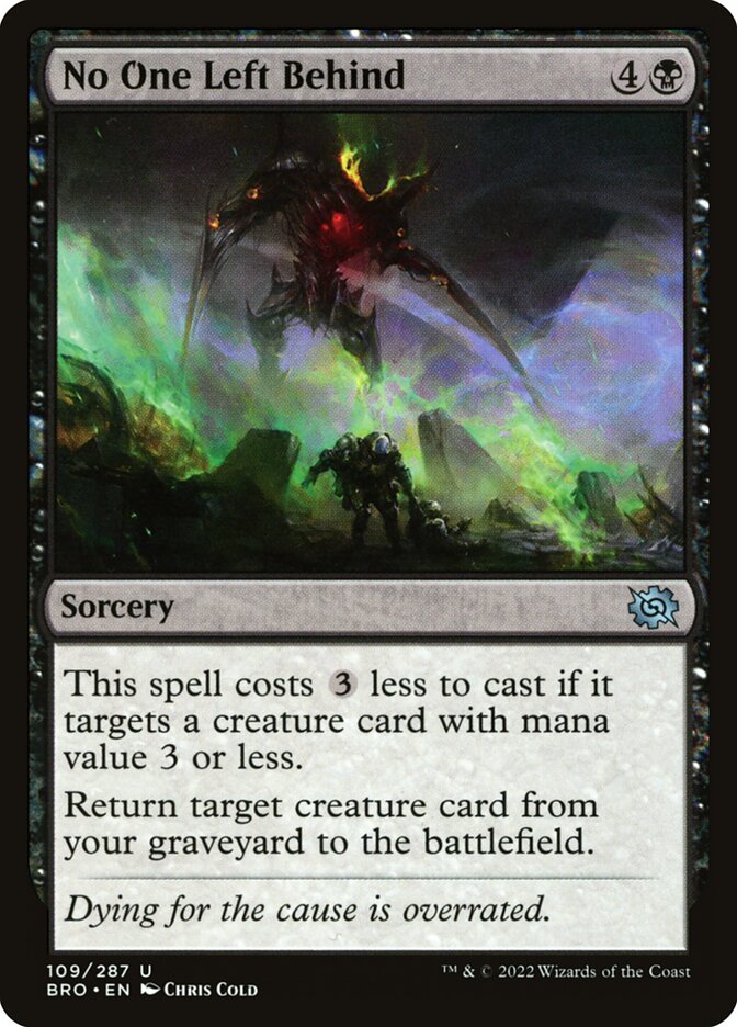 This Is An Image Of The Magic The Gathering Card No One Left Behind From The Set The Brothers' War - Designed By Artist Chris Cold