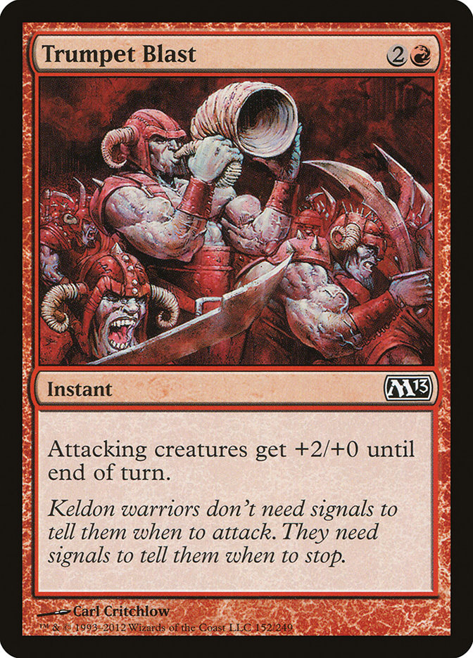 This Is An Image Of The Magic The Gathering Card Trumpet Blast From The Set Core Set 2019 - Designed By Artist Steve Prescott