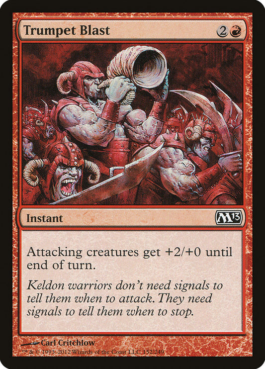 This Is An Image Of The Magic The Gathering Card Trumpet Blast From The Set Core Set 2019 - Designed By Artist Steve Prescott