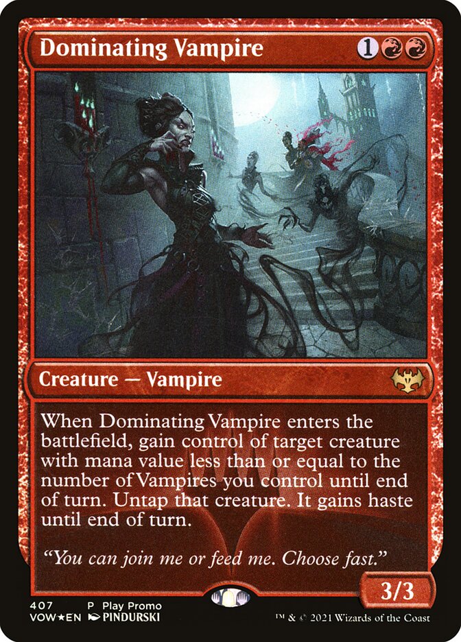 This Is An Image Of The Magic The Gathering Card Dominating Vampire From The Set Innistrad: Crimson Vow - Designed By Artist PINDURSKI