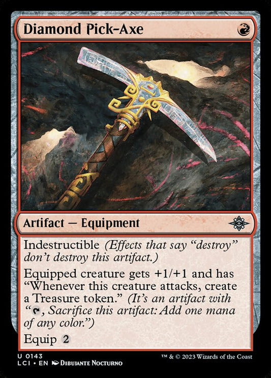 This Is An Image Of The Magic The Gathering Card Diamond Pick-Axe From The Set The Lost Caverns of Ixalan - Designed By Artist Dibujante Nocturno