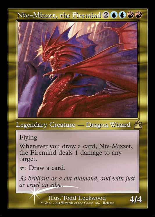 This Is An Image Of The Magic The Gathering Card Niv-Mizzet, the Firemind From The Set Commander 2020 - Designed By Artist Todd Lockwood