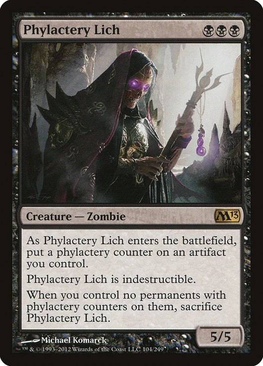 This Is An Image Of The Magic The Gathering Card Phylactery Lich From The Set Core Set 2019 - Designed By Artist Michael Komarck