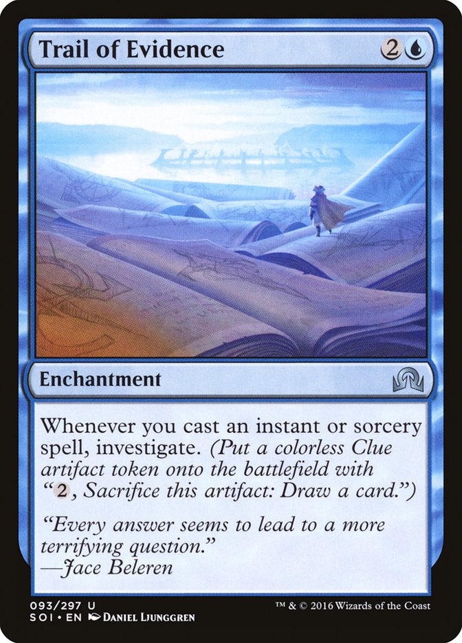 This Is An Image Of The Magic The Gathering Card Trail of Evidence From The Set Shadows over Innistrad - Designed By Artist Daniel Ljunggren