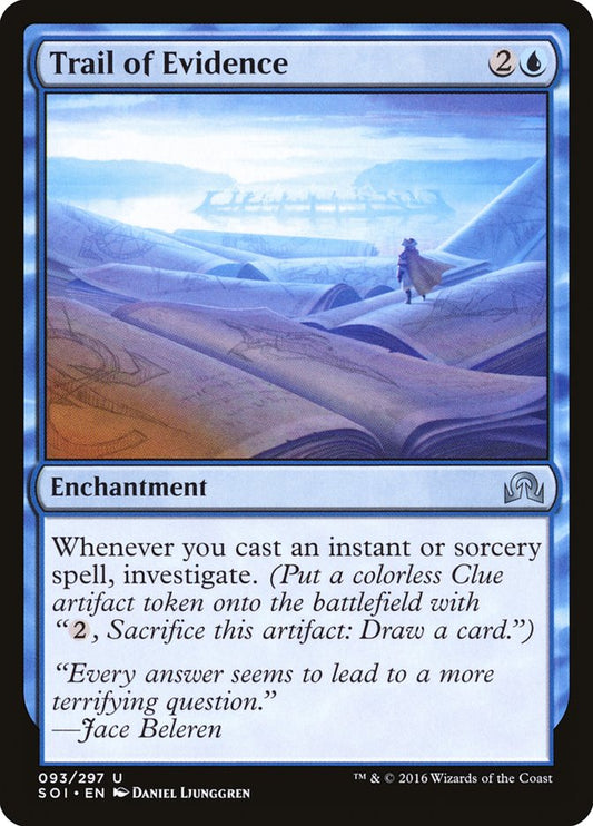 This Is An Image Of The Magic The Gathering Card Trail of Evidence From The Set Shadows over Innistrad - Designed By Artist Daniel Ljunggren