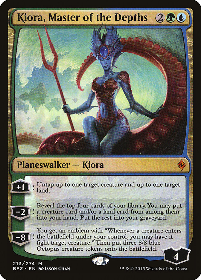 This Is An Image Of The Magic The Gathering Card Kiora, Master of the Depths From The Set Battle for Zendikar - Designed By Artist Jason Chan