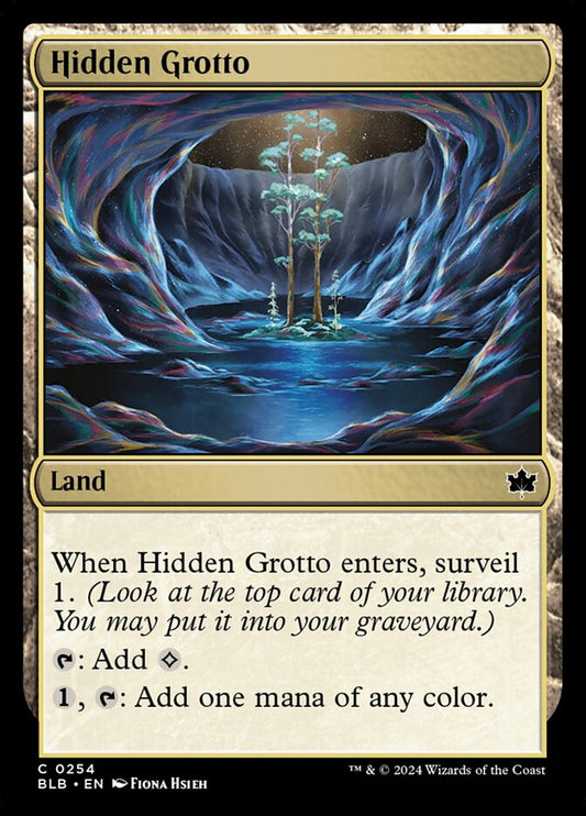 This Is An Image Of The Magic The Gathering Card Hidden Grotto From The Set Bloomburrow - Designed By Artist Fiona Hsieh