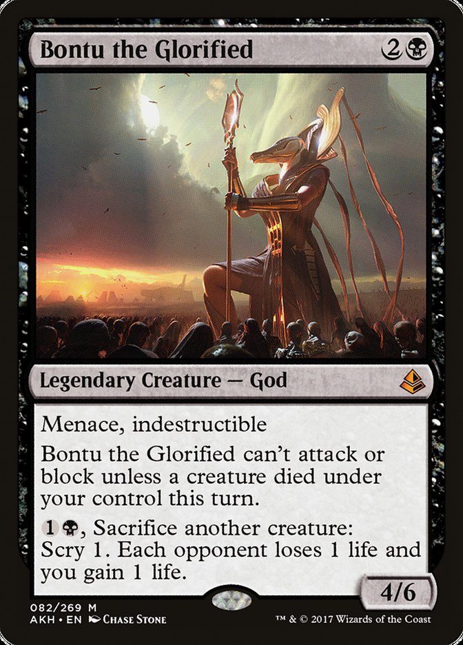 This Is An Image Of The Magic The Gathering Card Bontu the Glorified From The Set Amonkhet - Designed By Artist Chase Stone