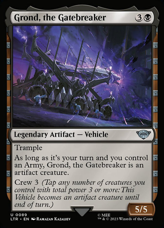 This Is An Image Of The Magic The Gathering Card Grond, the Gatebreaker From The Set The Lord of the Rings: Tales of Middle-earth - Designed By Artist Ramazan Kazaliev