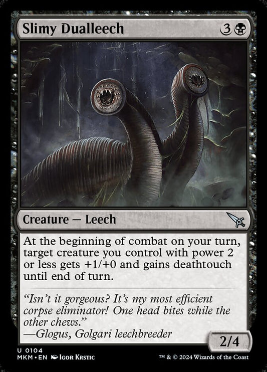 This Is An Image Of The Magic The Gathering Card Slimy Dualleech From The Set Murders at Karlov Manor - Designed By Artist Igor Krstic