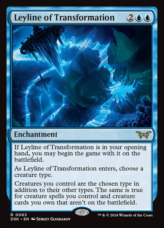 This Is An Image Of The Magic The Gathering Card Leyline of Transformation From The Set Duskmourn: House of Horror - Designed By Artist Sergey Glushakov
