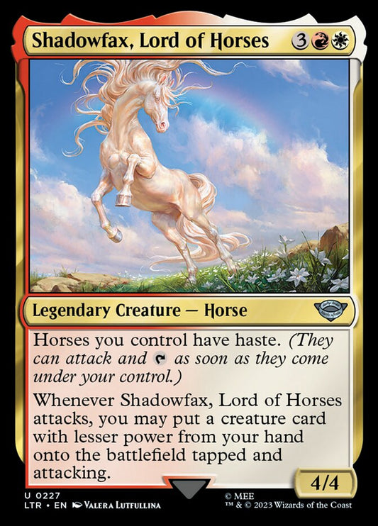 This Is An Image Of The Magic The Gathering Card Shadowfax, Lord of Horses From The Set The Lord of the Rings: Tales of Middle-earth - Designed By Artist Valera Lutfullina