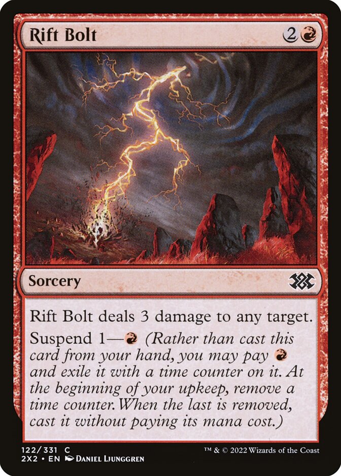 This Is An Image Of The Magic The Gathering Card Rift Bolt From The Set Double Masters 2022 - Designed By Artist Daniel Ljunggren