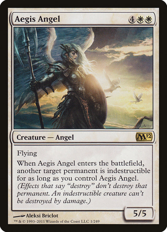 This Is An Image Of The Magic The Gathering Card Aegis Angel From The Set Archenemy: Nicol Bolas - Designed By Artist Aleksi Briclot