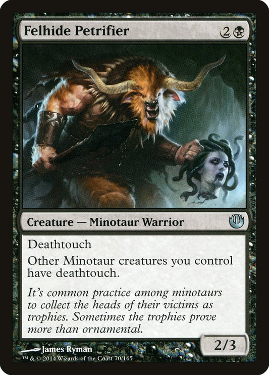 This Is An Image Of The Magic The Gathering Card Felhide Petrifier From The Set Journey into Nyx - Designed By Artist James Ryman