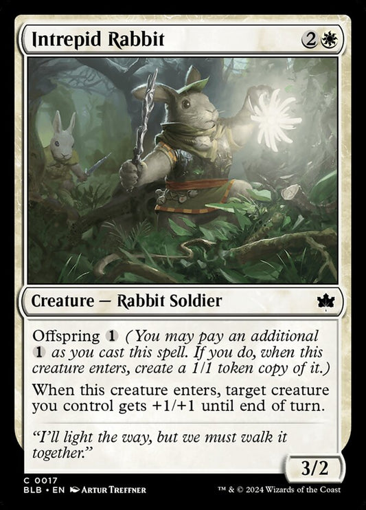 This Is An Image Of The Magic The Gathering Card Intrepid Rabbit From The Set Bloomburrow - Designed By Artist Artur Treffner