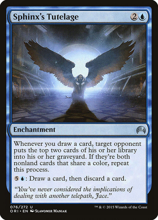This Is An Image Of The Magic The Gathering Card Sphinx's Tutelage From The Set Magic Origins - Designed By Artist Slawomir Maniak