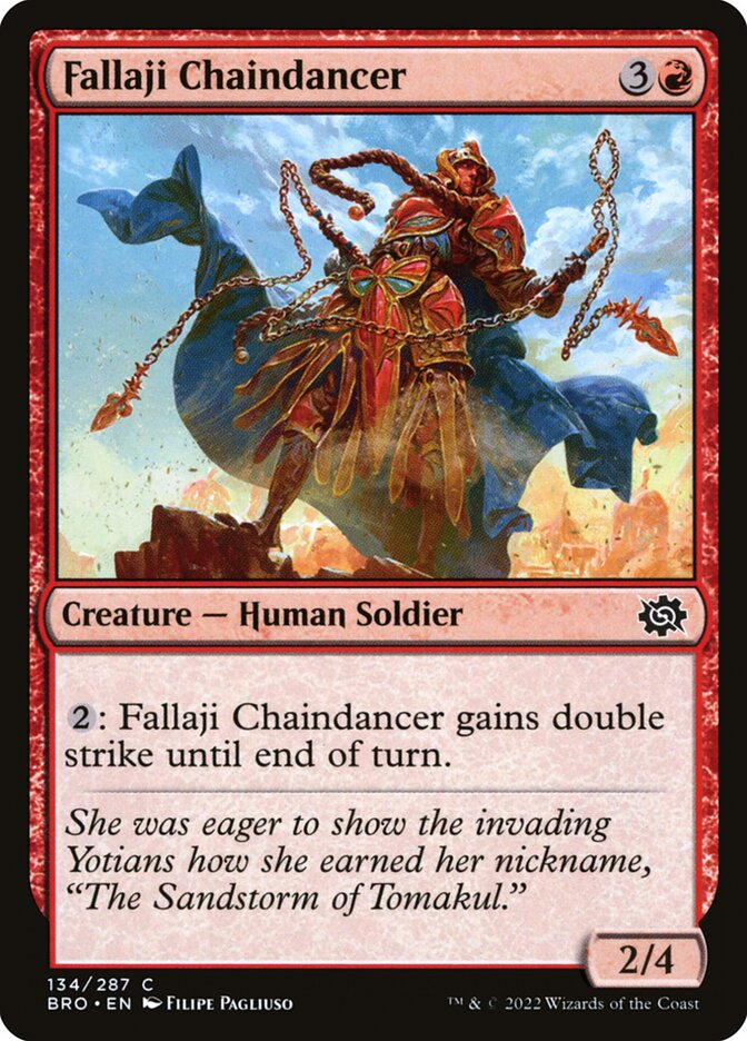 This Is An Image Of The Magic The Gathering Card Fallaji Chaindancer From The Set The Brothers' War - Designed By Artist Filipe Pagliuso