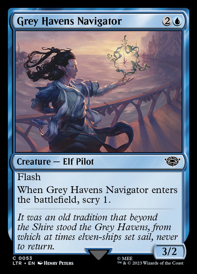 This Is An Image Of The Magic The Gathering Card Grey Havens Navigator From The Set The Lord of the Rings: Tales of Middle-earth - Designed By Artist Henry Peters