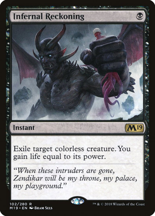 This Is An Image Of The Magic The Gathering Card Infernal Reckoning From The Set Core Set 2019 - Designed By Artist Bram Sels