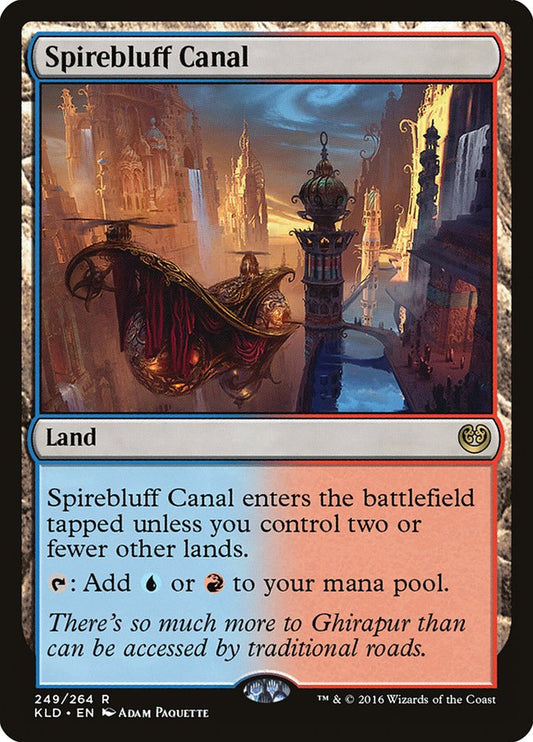 This Is An Image Of The Magic The Gathering Card Spirebluff Canal From The Set Outlaws of Thunder Junction - Designed By Artist Ron Spears