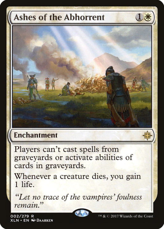 This Is An Image Of The Magic The Gathering Card Ashes of the Abhorrent From The Set Ixalan - Designed By Artist Daarken