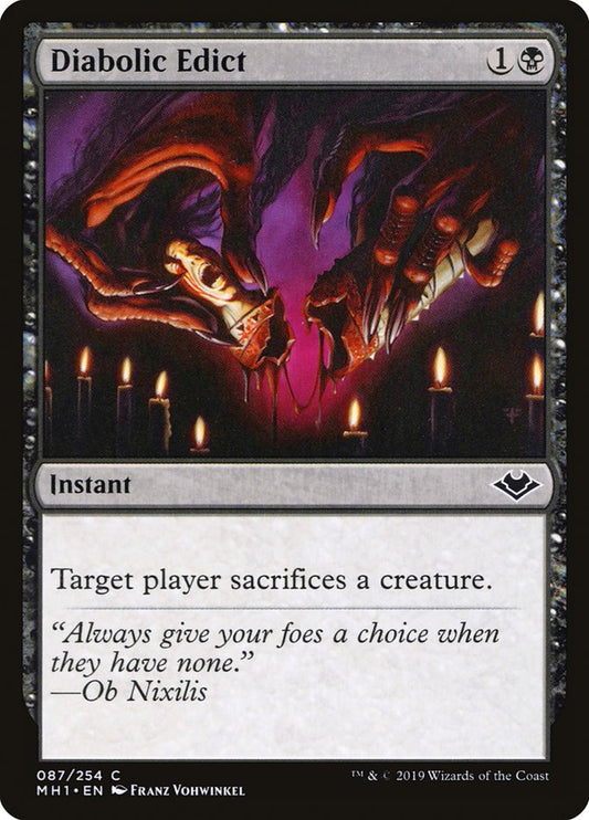 This Is An Image Of The Magic The Gathering Card Diabolic Edict From The Set Modern Horizons - Designed By Artist Franz Vohwinkel