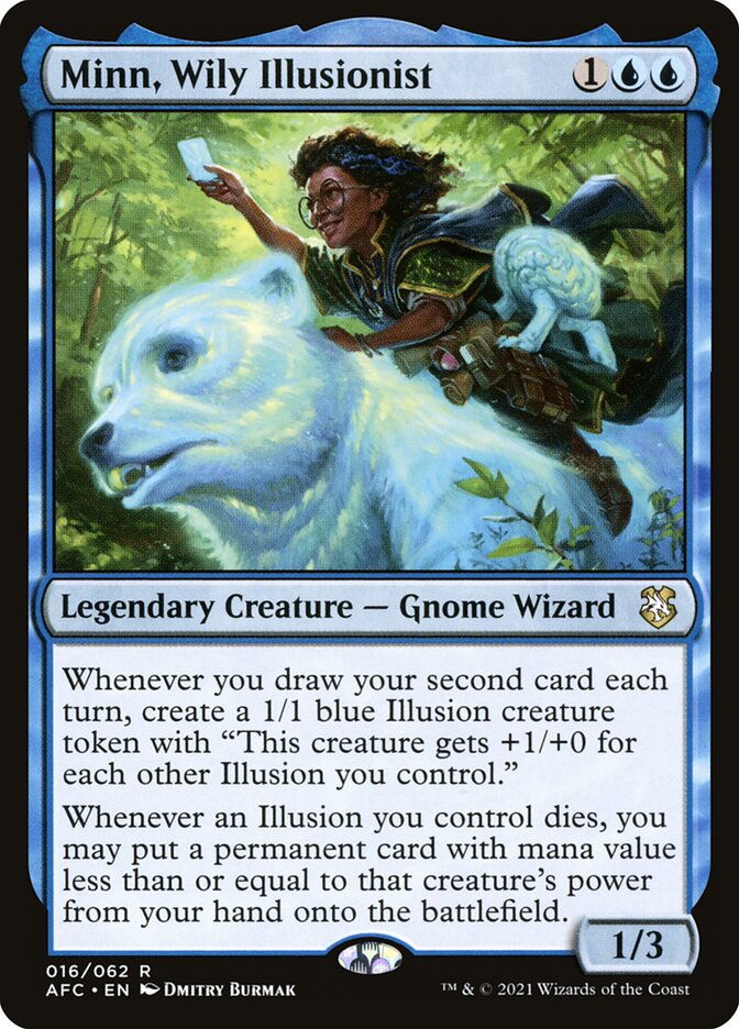 This Is An Image Of The Magic The Gathering Card Minn, Wily Illusionist From The Set Forgotten Realms Commander - Designed By Artist Dmitry Burmak