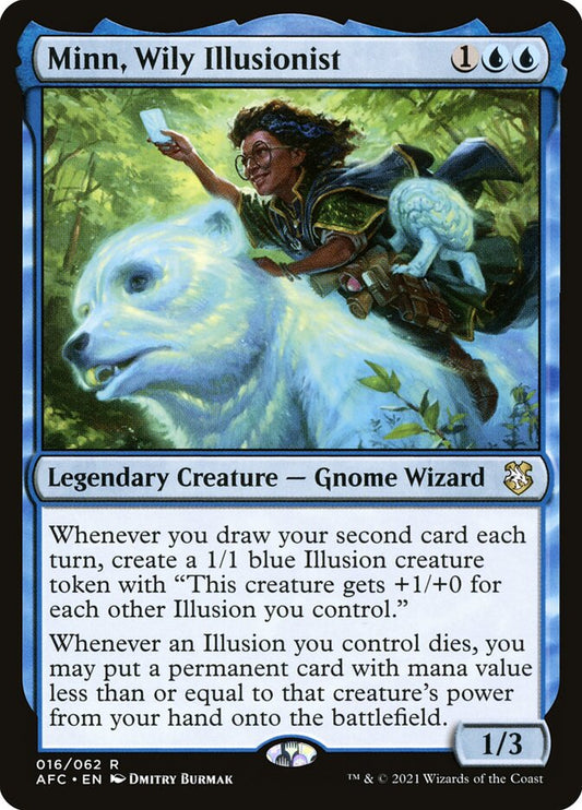 This Is An Image Of The Magic The Gathering Card Minn, Wily Illusionist From The Set Forgotten Realms Commander - Designed By Artist Dmitry Burmak