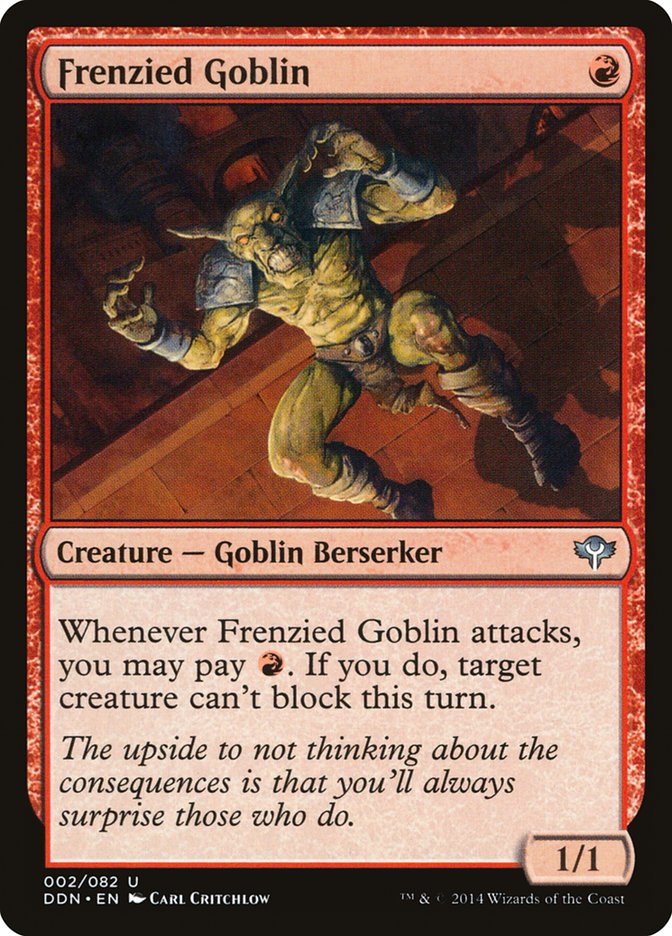 This Is An Image Of The Magic The Gathering Card Frenzied Goblin From The Set Foundations - Designed By Artist Randy Vargas