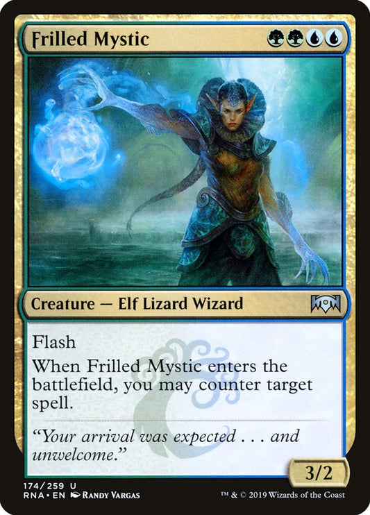 This Is An Image Of The Magic The Gathering Card Frilled Mystic From The Set Ravnica Remastered - Designed By Artist Randy Vargas