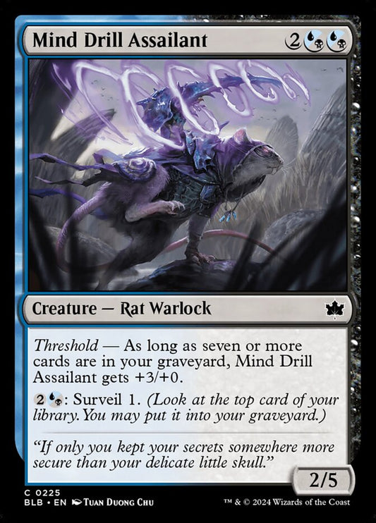 This Is An Image Of The Magic The Gathering Card Mind Drill Assailant From The Set Bloomburrow - Designed By Artist Tuan Duong Chu