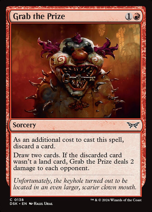 This Is An Image Of The Magic The Gathering Card Grab the Prize From The Set Duskmourn: House of Horror - Designed By Artist Halil Ural