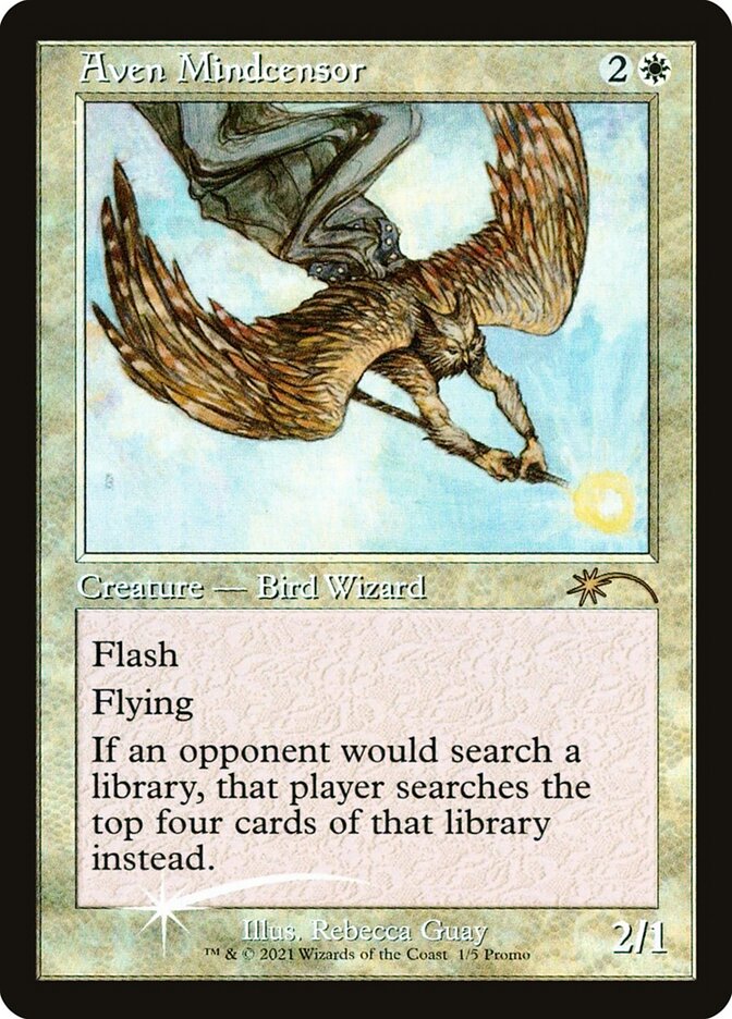 This Is An Image Of The Magic The Gathering Card Aven Mindcensor From The Set Commander Legends: Battle for Baldur's Gate - Designed By Artist Rebecca Guay