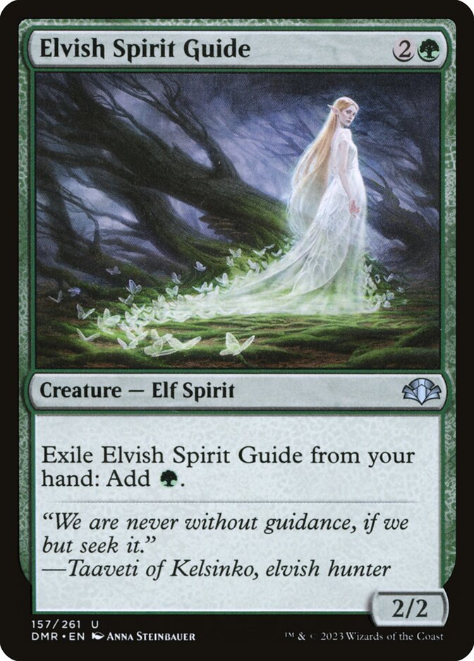 This Is An Image Of The Magic The Gathering Card Elvish Spirit Guide From The Set Dominaria Remastered - Designed By Artist Anna Steinbauer