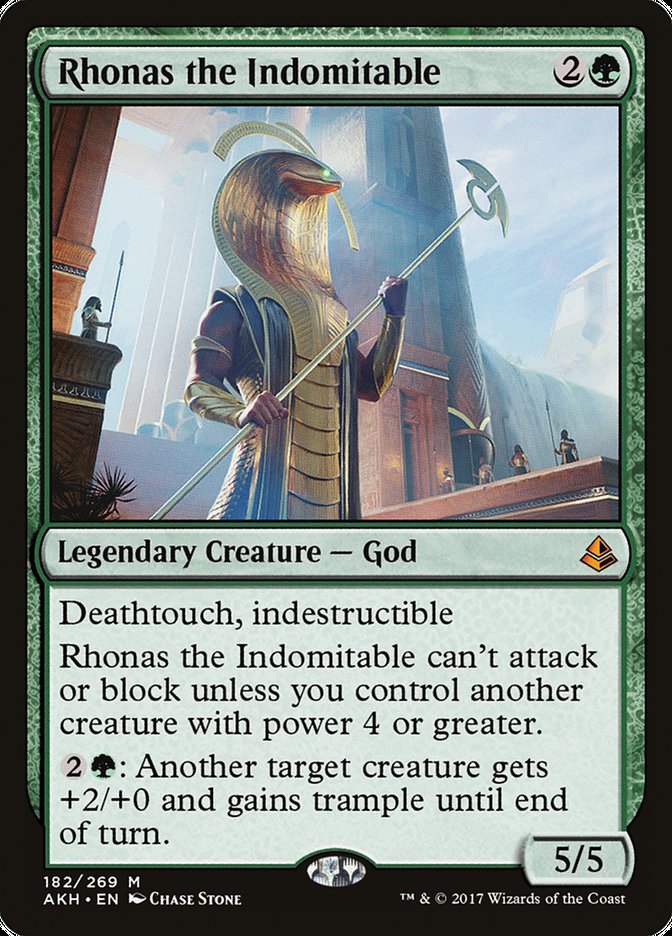 This Is An Image Of The Magic The Gathering Card Rhonas the Indomitable From The Set Amonkhet - Designed By Artist Chase Stone