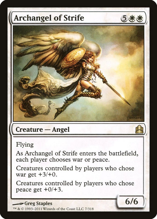 This Is An Image Of The Magic The Gathering Card Archangel of Strife From The Set Commander Anthology - Designed By Artist Greg Staples