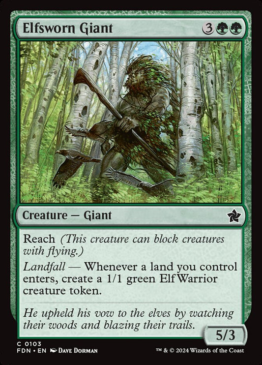 This Is An Image Of The Magic The Gathering Card Elfsworn Giant From The Set Foundations - Designed By Artist Dave Dorman