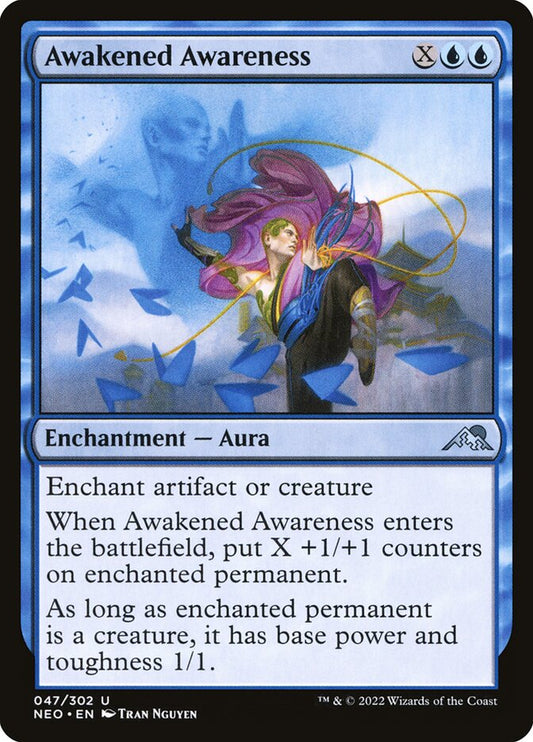 This Is An Image Of The Magic The Gathering Card Awakened Awareness From The Set Kamigawa: Neon Dynasty - Designed By Artist Tran Nguyen