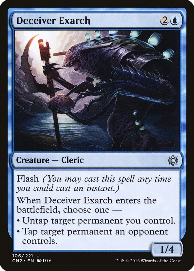 This Is An Image Of The Magic The Gathering Card Deceiver Exarch From The Set Commander Anthology - Designed By Artist Izzy