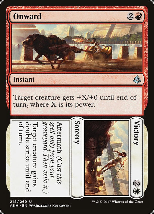 This Is An Image Of The Magic The Gathering Card Onward // Victory From The Set Amonkhet - Designed By Artist Grzegorz Rutkowski